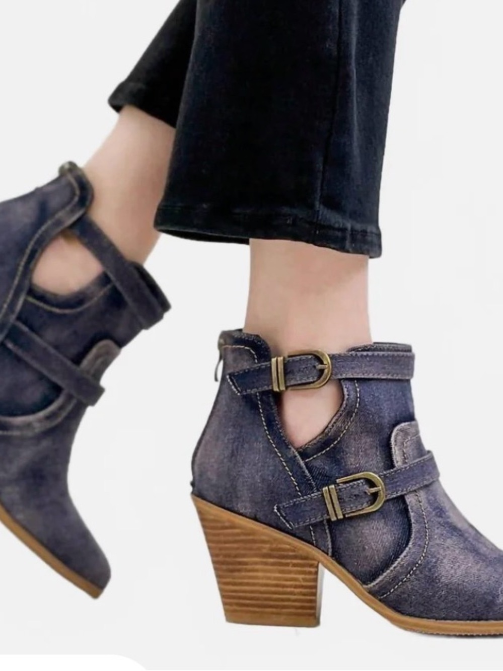 Corkys Denim Blue Buckle Ankle Booties - Women